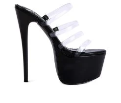 Women's London Rag Up Platform Stiletto Sandals Black