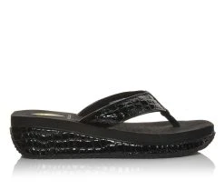 Women's Volatile Mini Croco Wedge Sandals Black