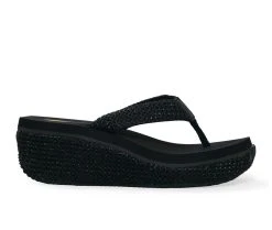 Women's Volatile Island Platform Wedge Flip-Flops Black