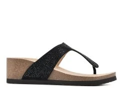 Women's White Mountain Action Footbed Wedge Sandals Black/Multi