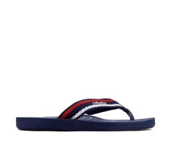 Women's Nautica White Dune Webbing Flip-Flops Navy Logo