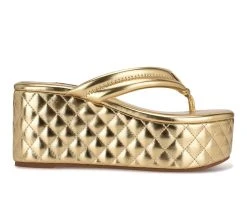 Women's Nine West Newya Platform Wedge Sandals Gold