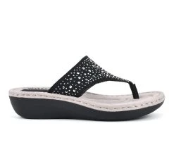 Women's Cliffs By White Mountain Calling Wedge Flip-Flops Black