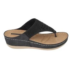 Women's GC Shoes Kiara Wedge Flip-Flops Black