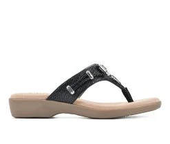 Women's Cliffs By White Mountain Bailee Flip-Flops Black/Woven