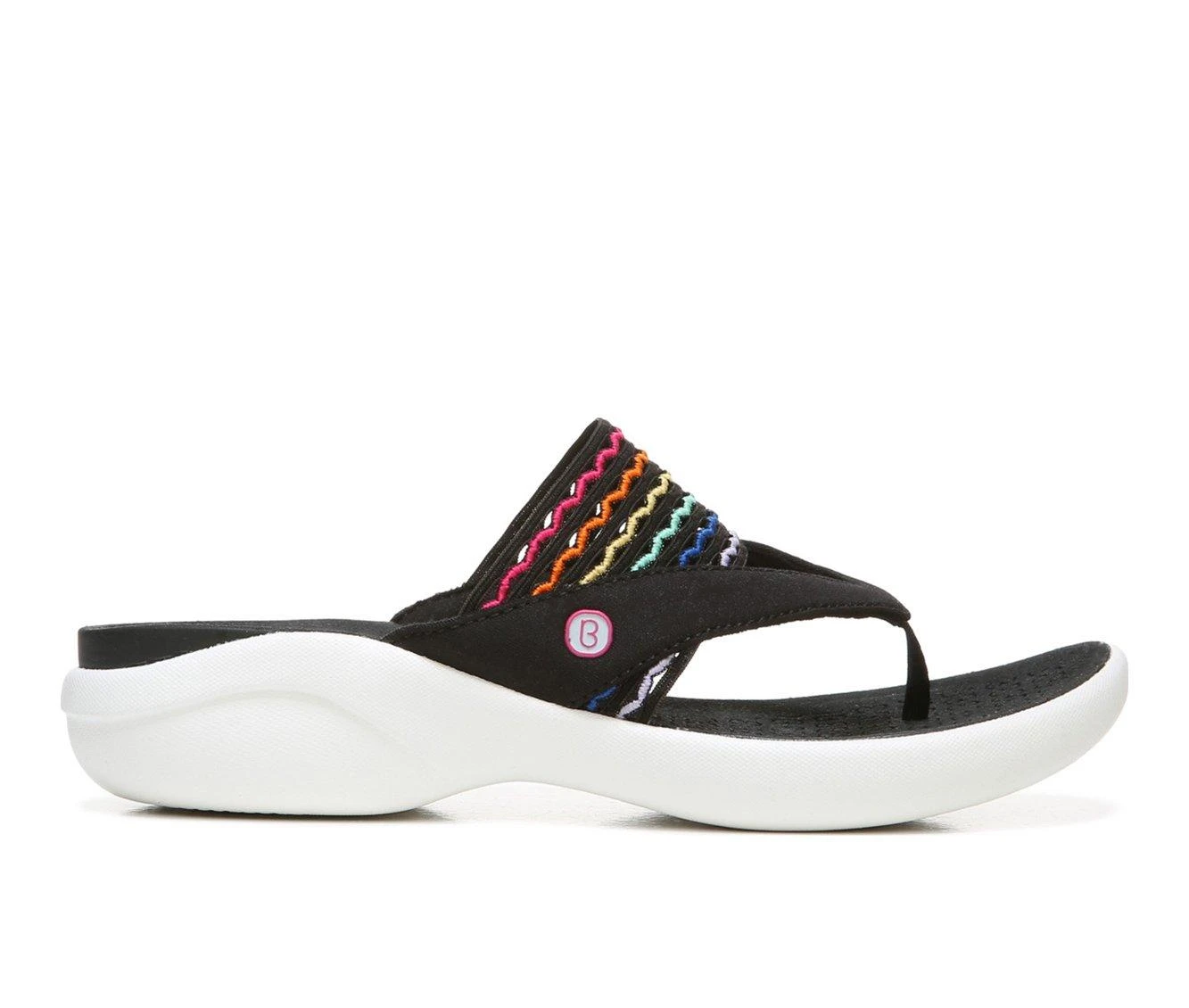 Women's BZEES Cabana Flip Flops Black/White - Image 2