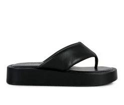 Women's London Rag Rosette Flip-Flops Black