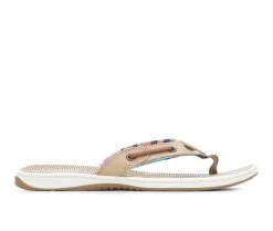 Women's Sperry Seafish Floral Flip-Flops Tan
