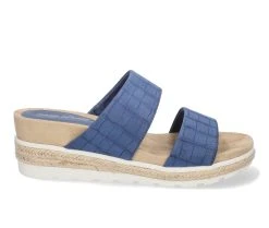 Women's Easy Street Maryann Wedge Sandals Denim Croco