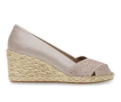 Women's Anne Klein Ezzie-C Peep Toe Espadrille Wedges Natural