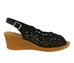 Women's SPRING STEP Footsie Wedges Black Nubuck