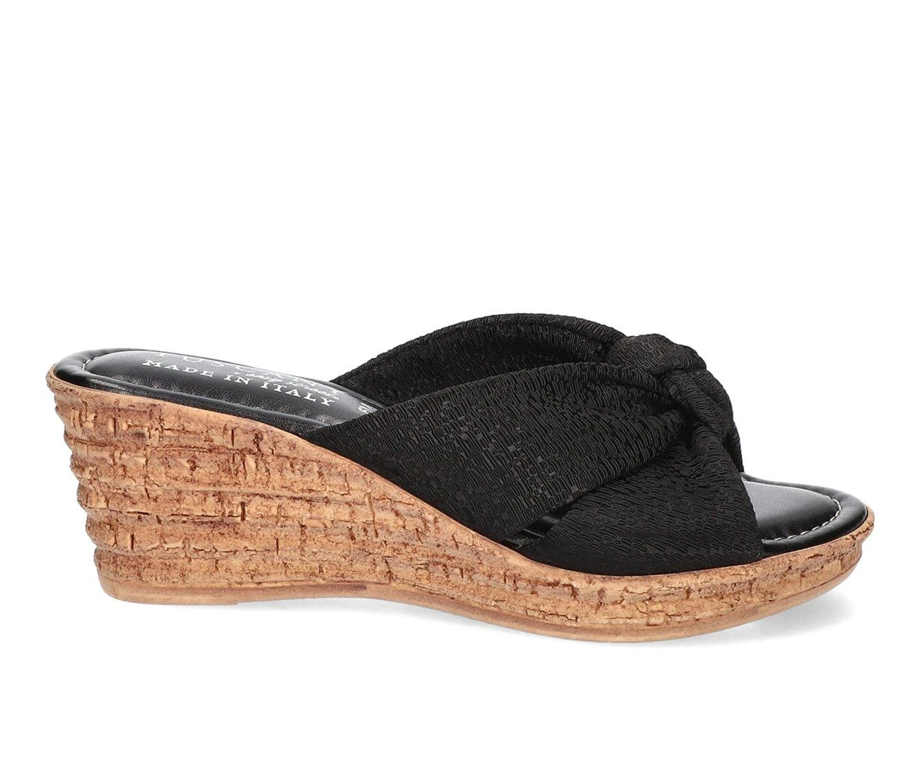 Women's TUSCANY BY EASY STREET Jolanda Wedges Black Crepe - Image 2