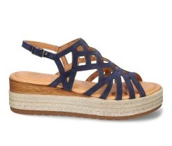 Women's Bella Vita Italy Zip Wedge Sandals Navy Suede