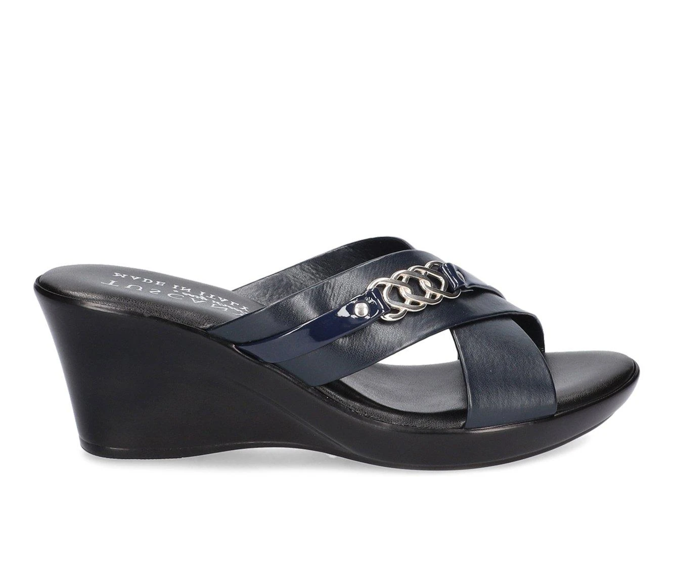 Women's TUSCANY BY EASY STREET Maggia Wedge Sandals Navy