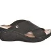 Women's BZEES Desire Wedge Sandals Black Stretch