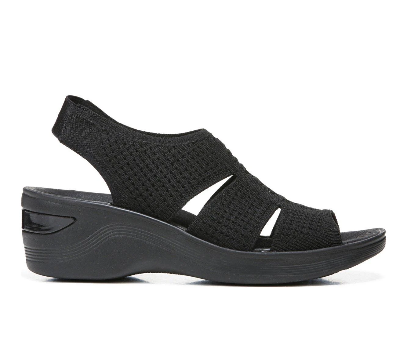 Women's BZEES Double Up Wedge Sandals Black Knit - Image 2
