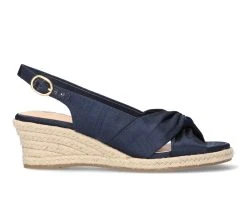 Women's Bella Vita Kimora Espadrille Wedge Sandals Nvy Thai Silk
