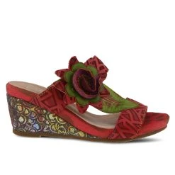 Women's L'Artiste Shayla Mule Wedge Sandals Dark Red