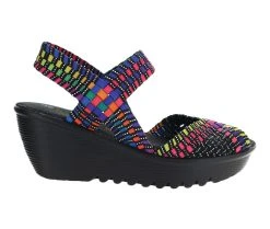 Women's Bernie Mev Fame Slip-On Platform Wedges Black Multi