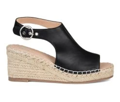 Women's Journee Collection Crew Espadrille Wedges Black