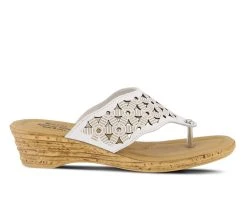 Women's SPRING STEP Tiffany Wedge Flip-Flops White
