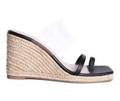 Women's London Rag Clear Path Espadrille Wedge Sandals Black