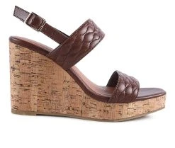Women's London Rag Mohana Wedge Sandals Brown
