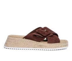 Women's Olivia Miller Breeze Espadrille Platform Wedges Chocolate