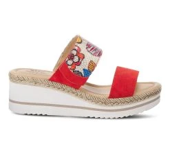 Women's SPRING STEP Laveta Wedge Sandals Red Multi
