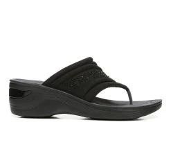 Women's BZEES Dazzle Me Wedge Flip-Flops Black
