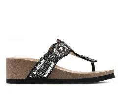 Women's White Mountain Blast Wedge Footbed Sandals Black