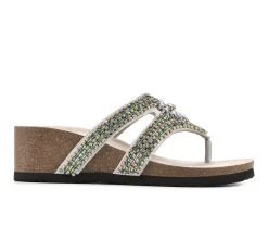 Women's White Mountain Busy Wedge Footbed Sandals White