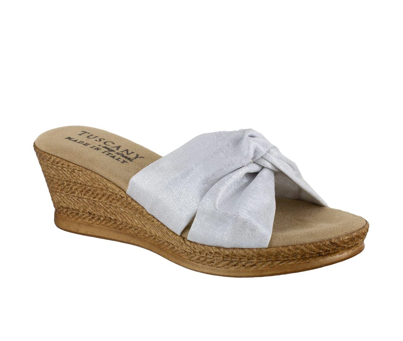 Women's TUSCANY BY EASY STREET Dinah Wedges Silver - Image 3