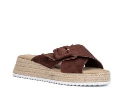 Women's Olivia Miller Breeze Espadrille Platform Wedges Chocolate -Journee Collection Shop 2 222