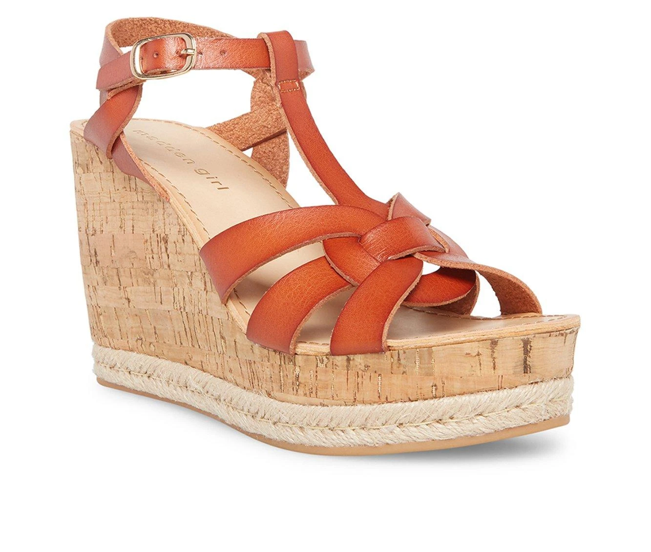 Women's Madden Girl Cortette Platform Wedge Sandals Cognac Par - Image 3