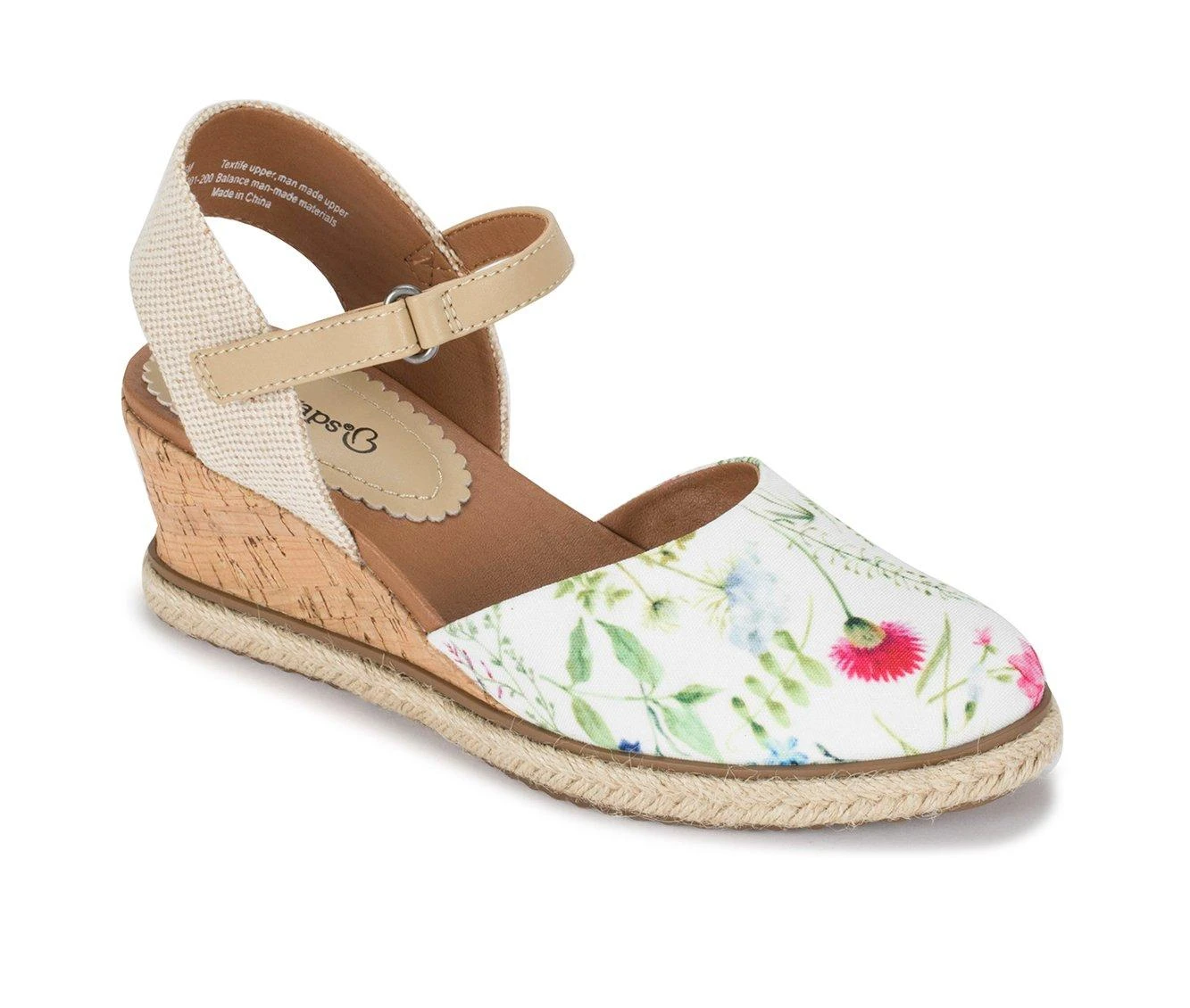 Women's Baretraps Ocean Closed Toe Wedge Sandals Wht Multi Flwr - Image 3