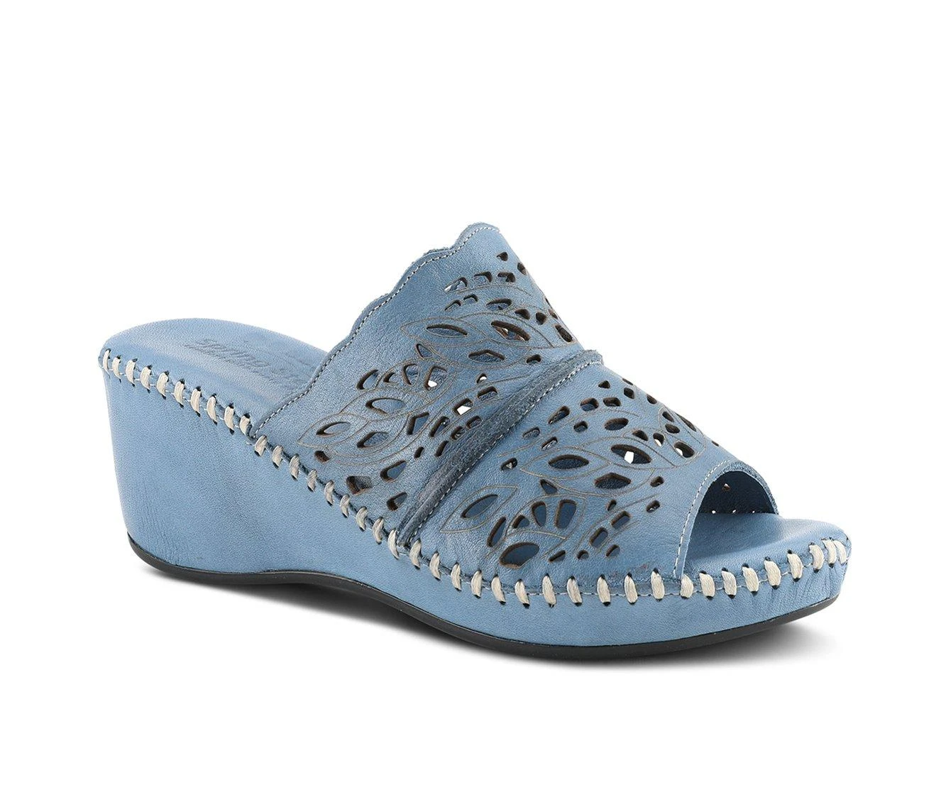 Women's SPRING STEP Khyahey Wedge Sandals Blue - Image 3