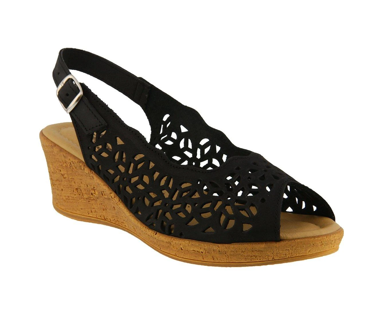 Women's SPRING STEP Footsie Wedges Black Nubuck - Image 3