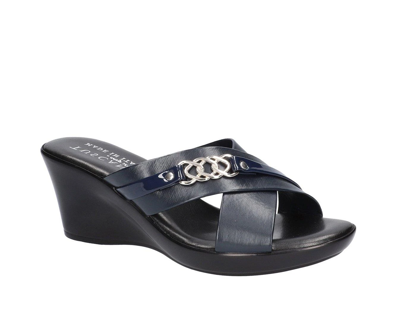 Women's TUSCANY BY EASY STREET Maggia Wedge Sandals Navy - Image 3