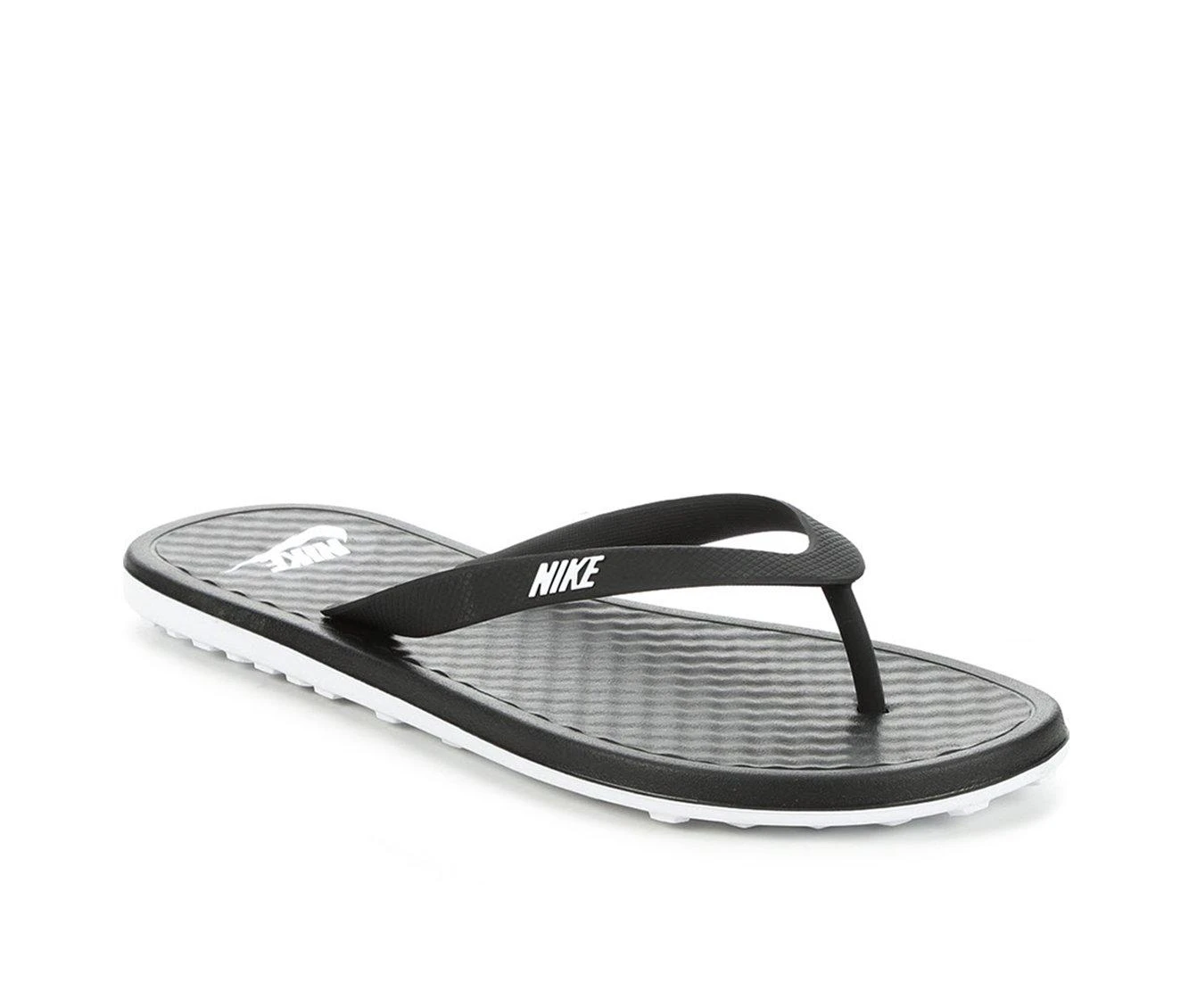 Women's Nike On Deck Flip-Flops Blk/White/Black - Image 3