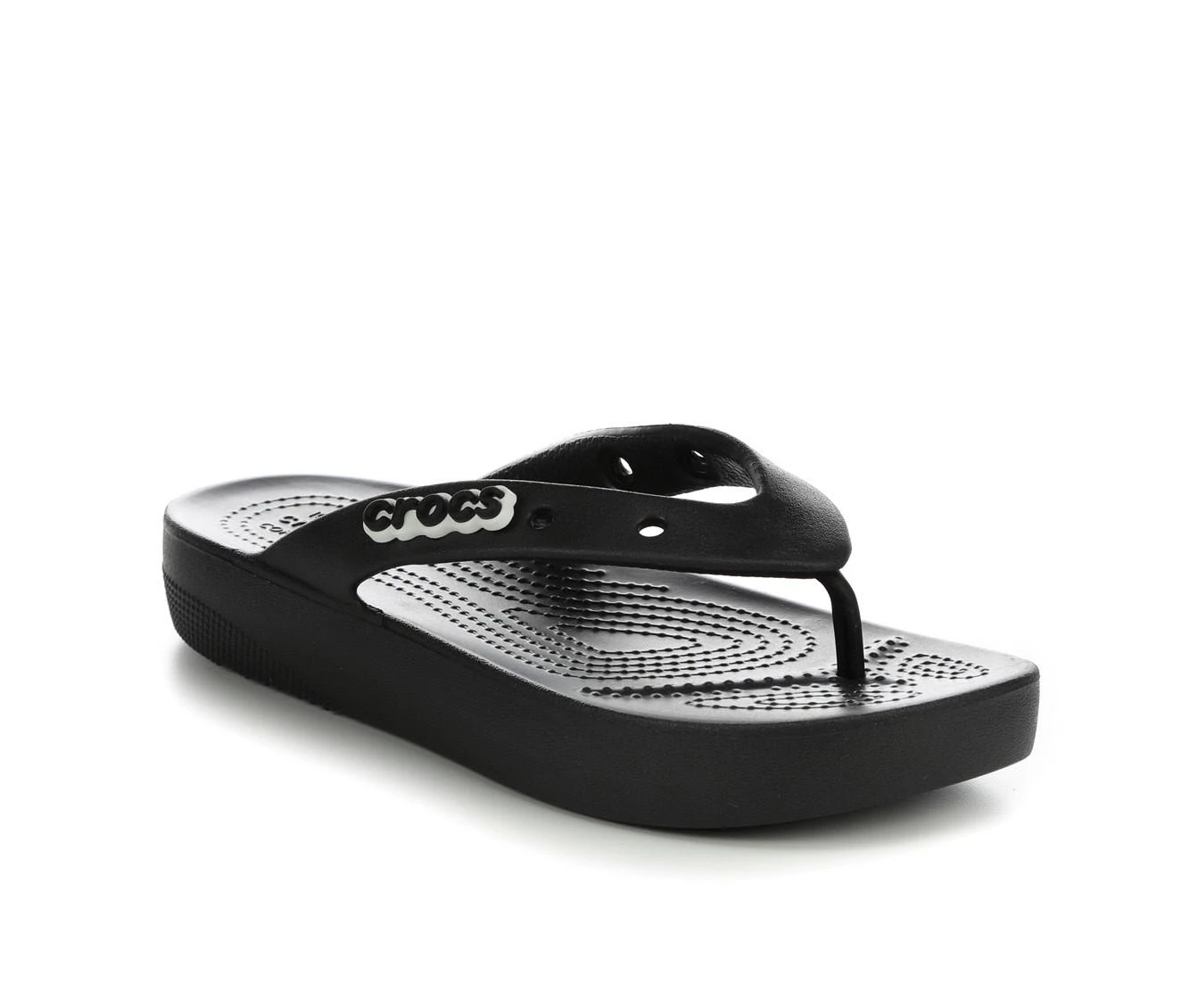 Women's Crocs Classic Platform Flip Sandals Black - Image 3