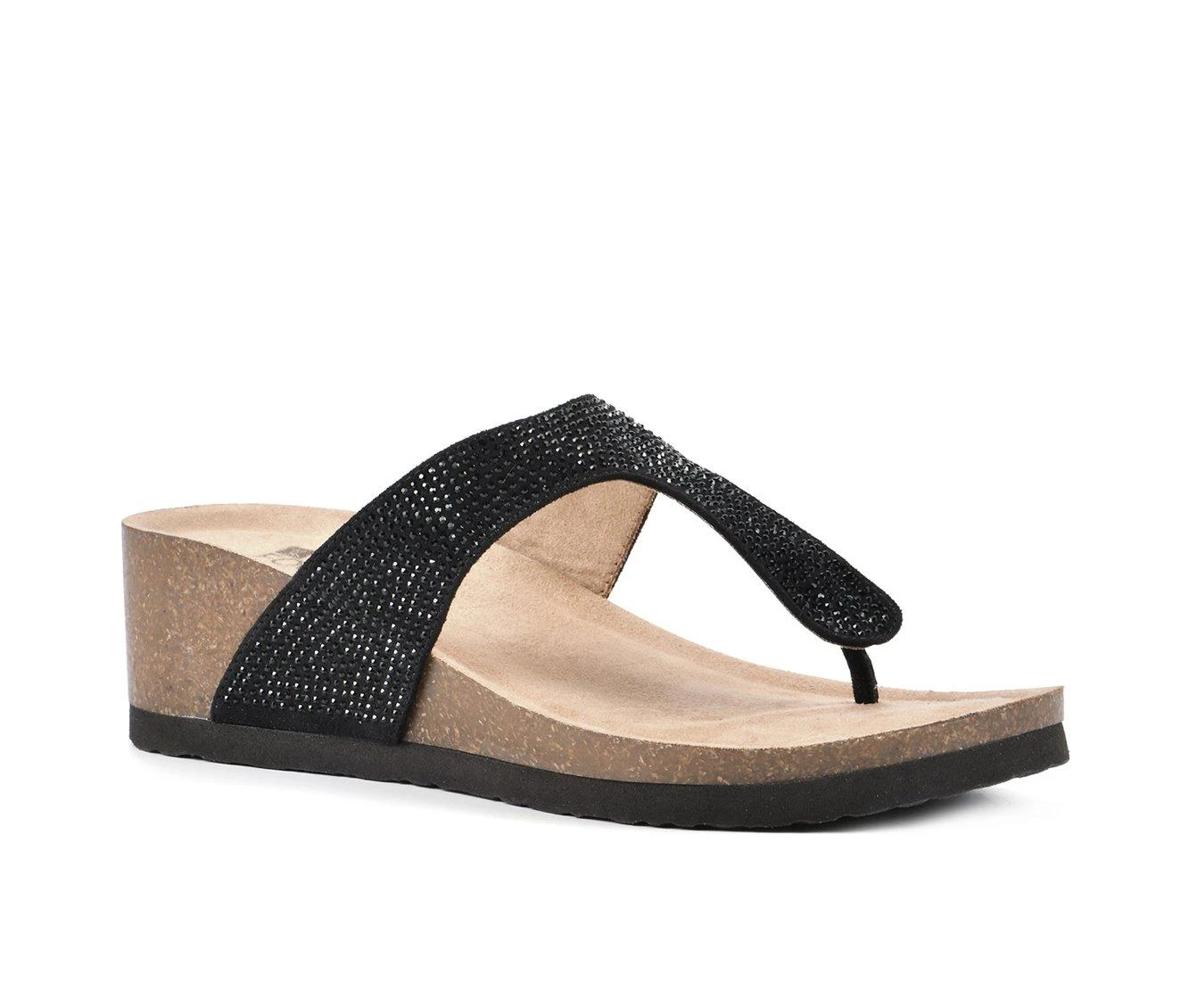 Women's White Mountain Action Footbed Wedge Sandals Black/Multi - Image 3