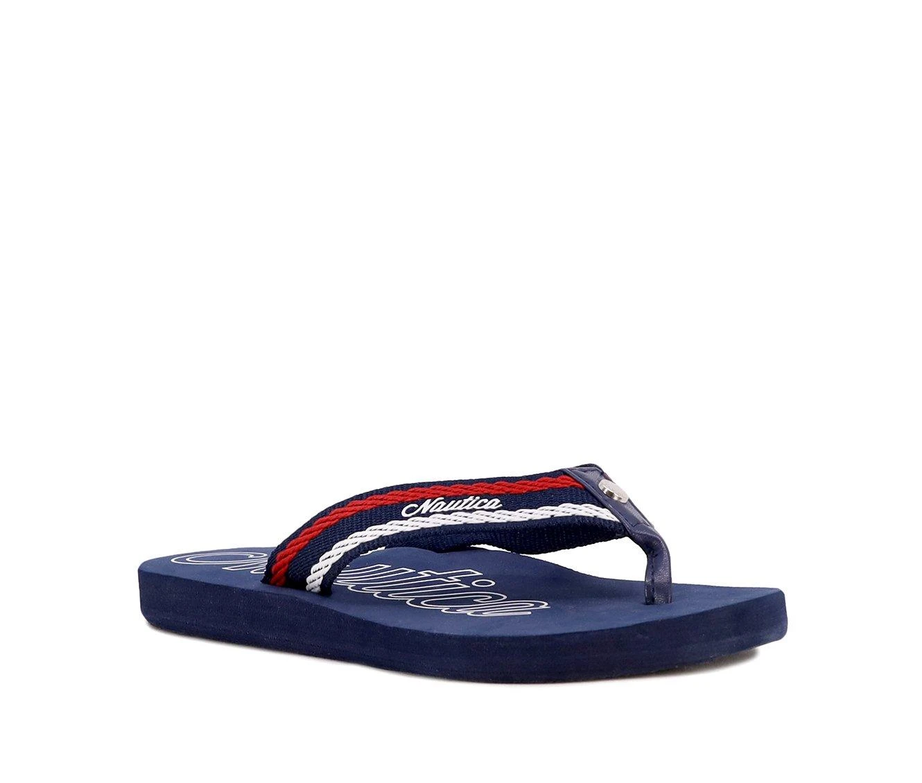 Women's Nautica White Dune Webbing Flip-Flops Navy Logo - Image 3