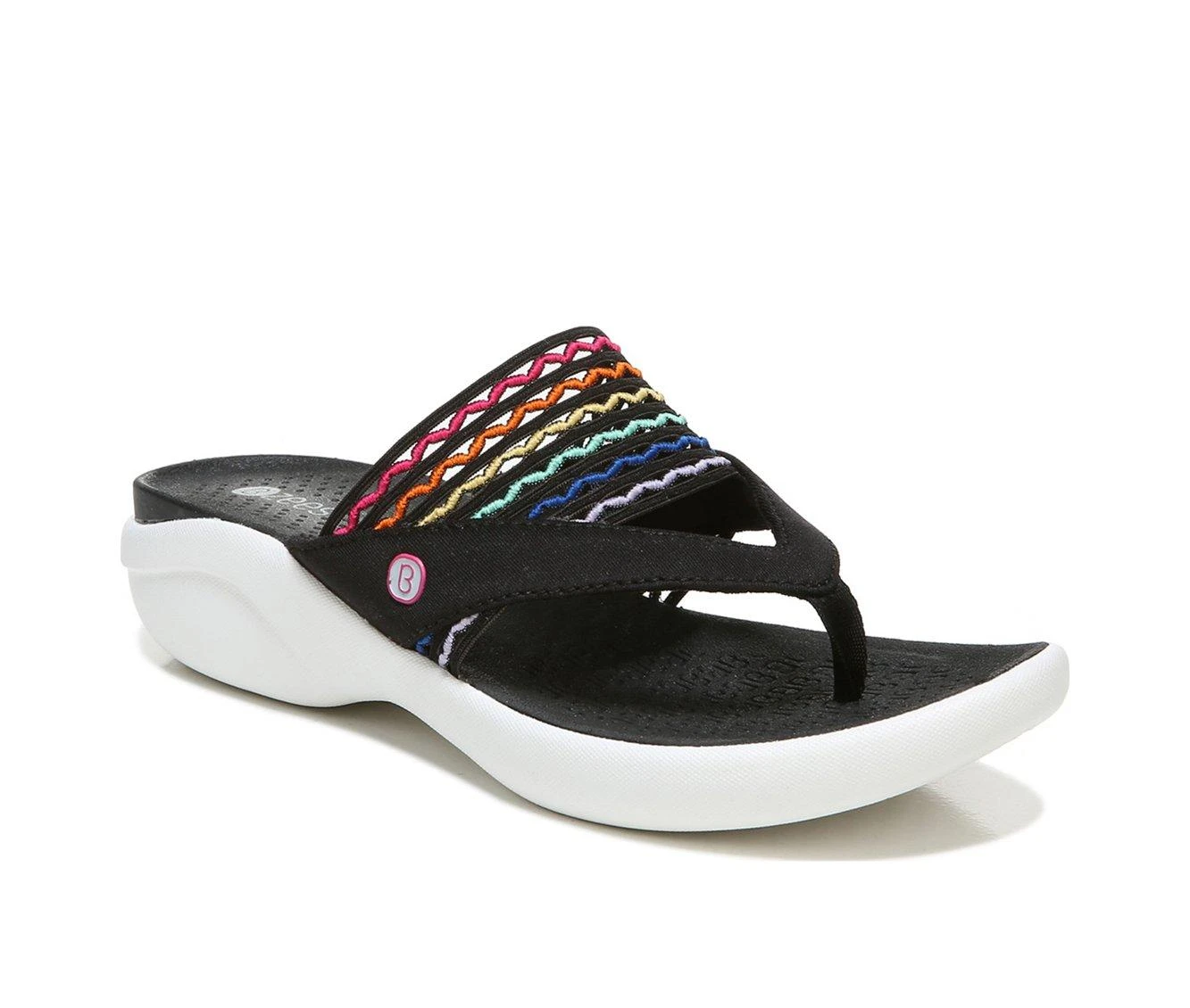 Women's BZEES Cabana Flip Flops Black/White - Image 3