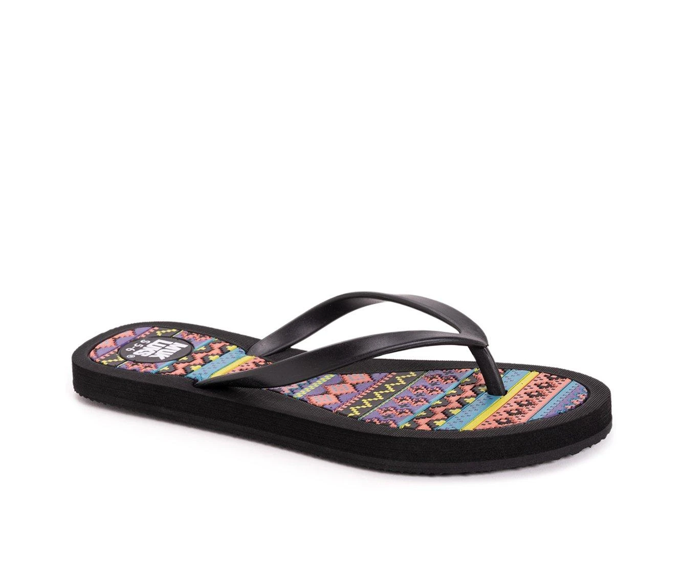 Women's MUK LUKS Peri Flip-Flops Black Multi - Image 3