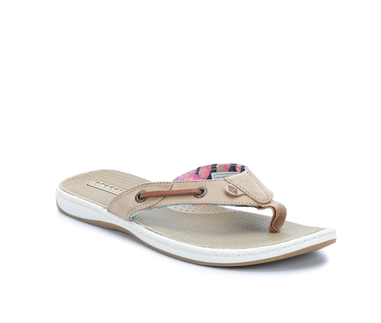 Women's Sperry Seafish Floral Flip-Flops Tan - Image 3