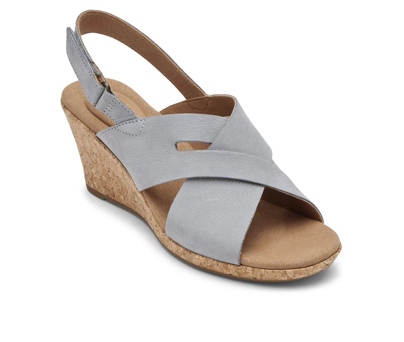 Women's Rockport Briah Slot Sling Wedge Sandals Blue Chambray - Image 3