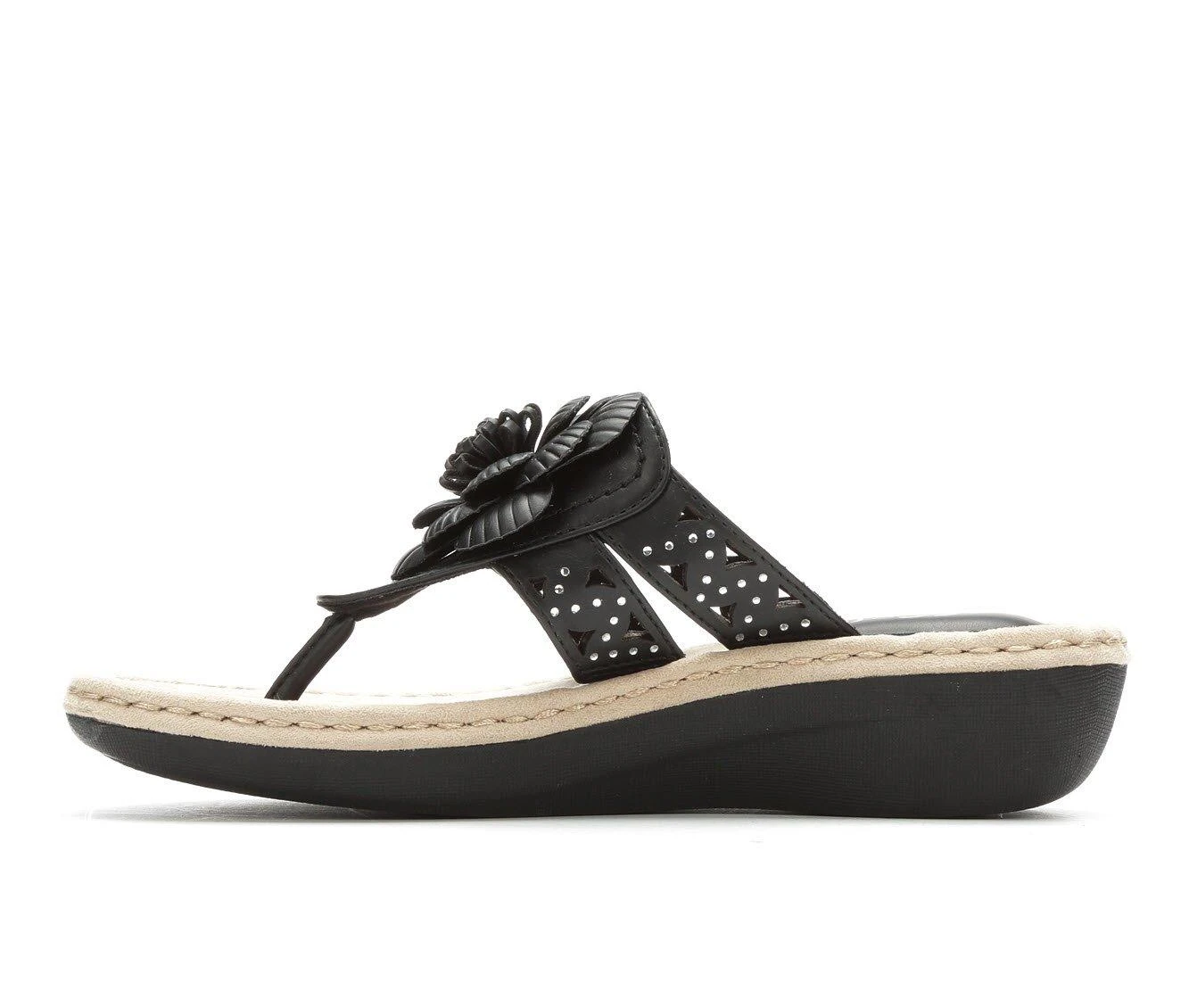 Women's Cliffs By White Mountain Cynthia Wedge Flip-Flops Black - Image 4