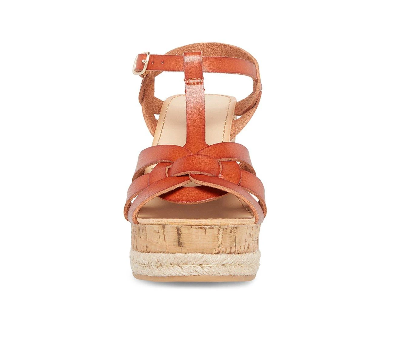 Women's Madden Girl Cortette Platform Wedge Sandals Cognac Par - Image 4