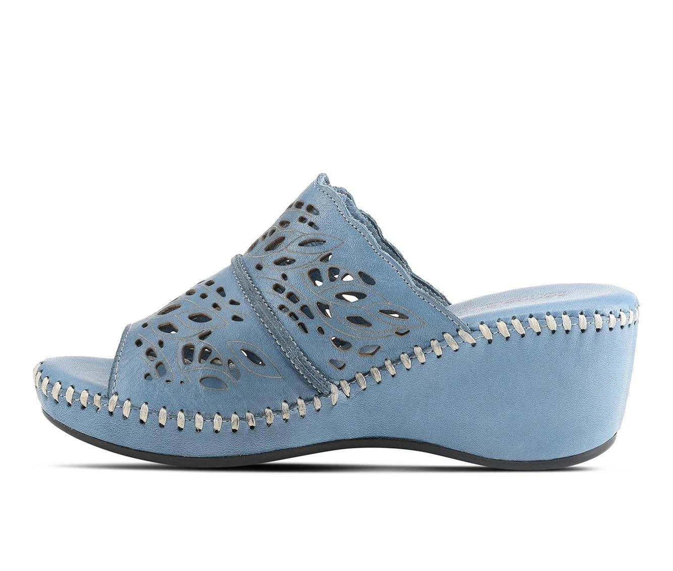Women's SPRING STEP Khyahey Wedge Sandals Blue - Image 4
